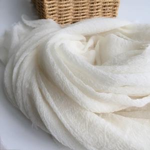 Plant Dyeing White Scarf High-Counted Wool Shawl