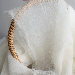 Plant Dyeing White Scarf High-Counted Wool Shawl