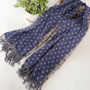 Small Plaids Cotton Scarf Bicolored Fringed Scarf