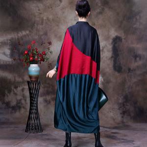 Multi-Colored Silk Cocoon Dress Plus Size Elegant Caftan