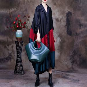 Multi-Colored Silk Cocoon Dress Plus Size Elegant Caftan