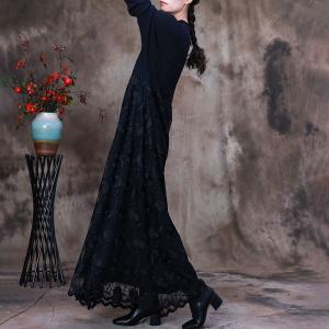 Flowers Applqiue Knit Sweater Loose Embroidery Jersey Dress