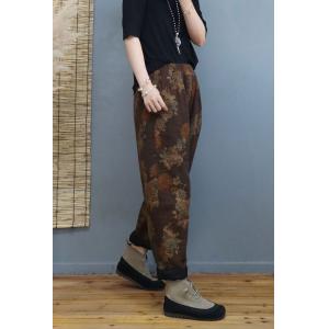 Folk Style Printed Linen Pants Cotton Quilted Loose Pants