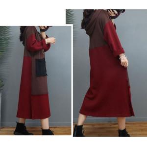 Side Slits Korean Hoodie Dress Loose Cozy Cotton Dress