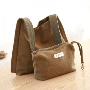 Easy-Match Woolen Tote Bag Sets Causal Tweed Bags