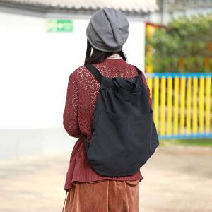 Chunky Cotton Black Backpacks Casual Unisex Satchel