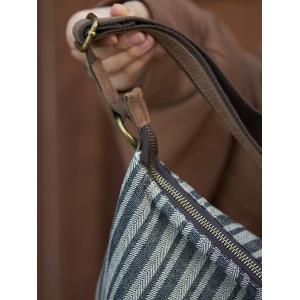 Vertical Striped Cotton Linen Bucket Bag