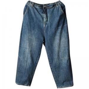 Street Style Elastic Waist Jeans Womens Baggy Dad Jeans