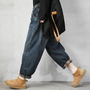 Street Style Elastic Waist Jeans Womens Baggy Dad Jeans