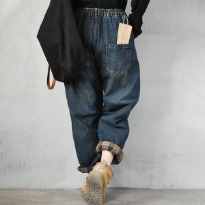 Street Style Elastic Waist Jeans Womens Baggy Dad Jeans