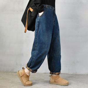 Street Style Elastic Waist Jeans Womens Baggy Dad Jeans