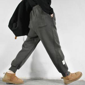 Versatile Cozy Cotton Sweat Pants Plain Fleeced Tapered Pants