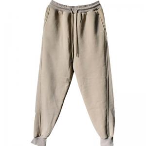 Versatile Cozy Cotton Sweat Pants Plain Fleeced Tapered Pants