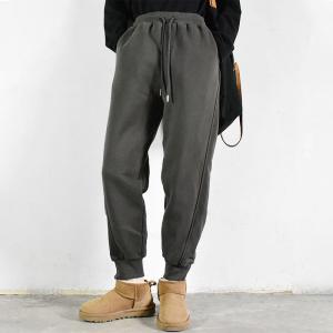 Versatile Cozy Cotton Sweat Pants Plain Fleeced Tapered Pants