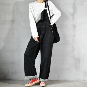 High-Quality Black Jean Overalls Baggy Straight Legs Overalls for Women