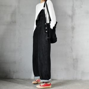 High-Quality Black Jean Overalls Baggy Straight Legs Overalls for Women