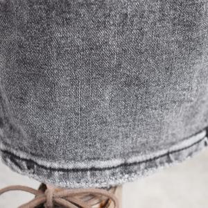 Drawstring Waist Gray Jeans Relax-Fit Cuffed Jeans
