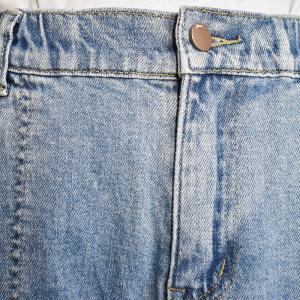 Elastic Waist Light Wash Jeans Baggy Straight Leg Jeans