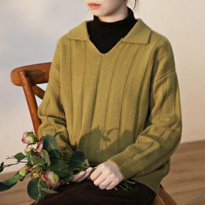 Street Style Soft Cozy Sweater Woolen Polo Neck Pullover