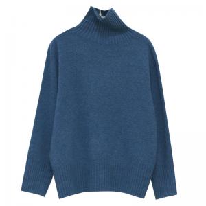 Solid Color Oversized Turtleneck Sweater Chunky Wool Knitwear