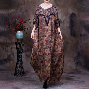 Beautiful Lace Trim Silky Abaya Printed Plus Size Caftan