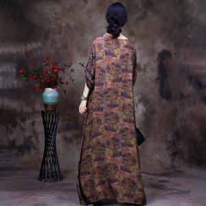 Beautiful Lace Trim Silky Abaya Printed Plus Size Caftan