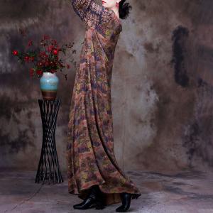 Beautiful Lace Trim Silky Abaya Printed Plus Size Caftan