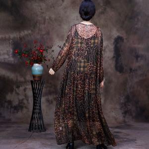 Beautiful Silk Cheetah Dress Large Size Kaftan with Camisole