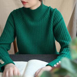 Soft Basolan Wool Sweater Plain High Collar Knit Pullover