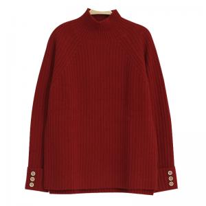 Soft Basolan Wool Sweater Plain High Collar Knit Pullover