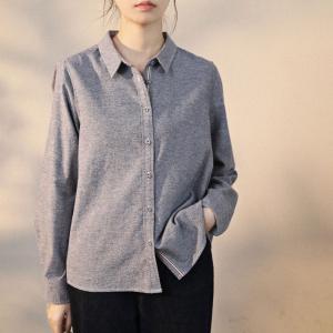 Office-Casual Womens Cotton Shirt Long Sleeves Oversized Blouse