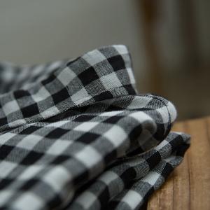 Chest Pocket Plaid Shirt Cotton Black Checker Blouse for Women