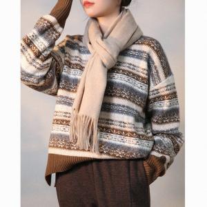 Folk Patterns Crew Neck Sweater Wool Blend Oversized Jumper
