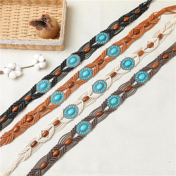 Hand Knitting Tassel Belt Turquoise Folk Belt