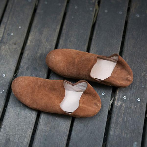 Super Soft Cowhide Leather Flats Unisex Summer Slip-On Sandals