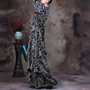 Dense Printed Black Maxi Dress with Palazzo Pants Sets
