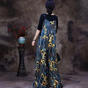 Beach Fashion Wide Leg Overalls Silk Printed Pants