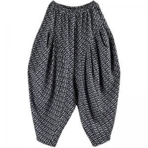 Geometric Pattern Winter Tweed Pants Designer Hammer Pants