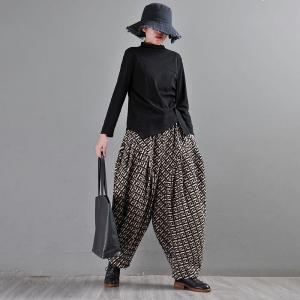 Geometric Pattern Winter Tweed Pants Designer Hammer Pants