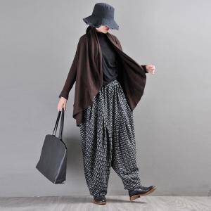 Geometric Pattern Winter Tweed Pants Designer Hammer Pants