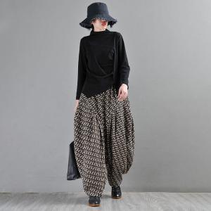 Geometric Pattern Winter Tweed Pants Designer Hammer Pants