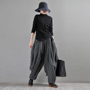 Geometric Pattern Winter Tweed Pants Designer Hammer Pants