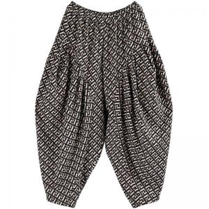 Geometric Pattern Winter Tweed Pants Designer Hammer Pants