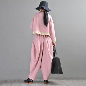 Baby Pink Cotton Elephant Pants Plus Size Designer Harem Pants