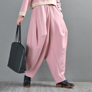 Baby Pink Cotton Elephant Pants Plus Size Designer Harem Pants