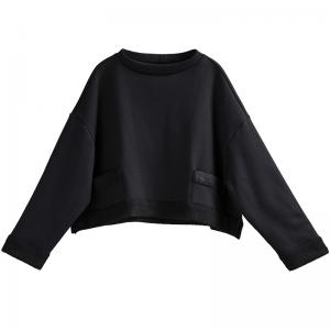 Front Pockets Long Sleeves Sweatshirt Casual Cotton Short T-shirt