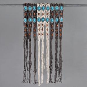 Hand Knitting Tassel Belt Turquoise Folk Belt