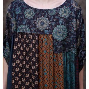 Folk Pattern Spring Boho Dress Plus Size Moroccan Kaftan