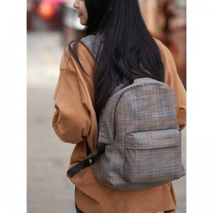 Cotton Linen Jacquard Backpacks Classic Gingham Backpack