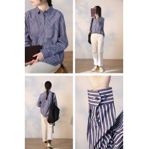Vertical Striped Oversized Shirt Classic Cotton Blouse